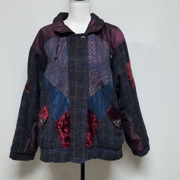 RARE Vintage Karizma Sun Stars Moon Metallic Velvet Satin Tapestry Jacket M - Picture 6 of 16